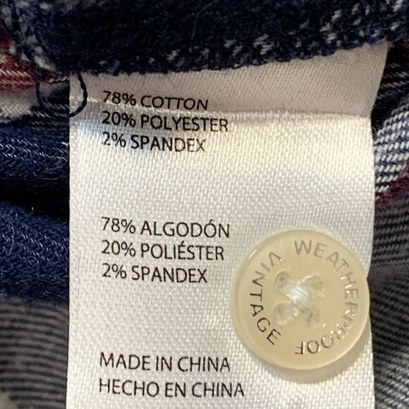 Weatherproof Vintage Plaid Flannel Comfort Stretch Navy Button-Down Shirt XL - Picture 12 of 13